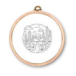 Tambor con dibujo de paisajes — Academia de Bordado Libre